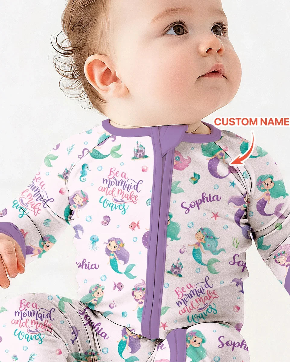 Custom Name Mermaid Make Waves Bamboo Convertible Zippy