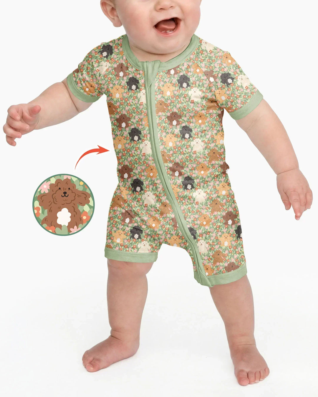 Puppy Garden Family Matching Bamboo Shorty Zippy
