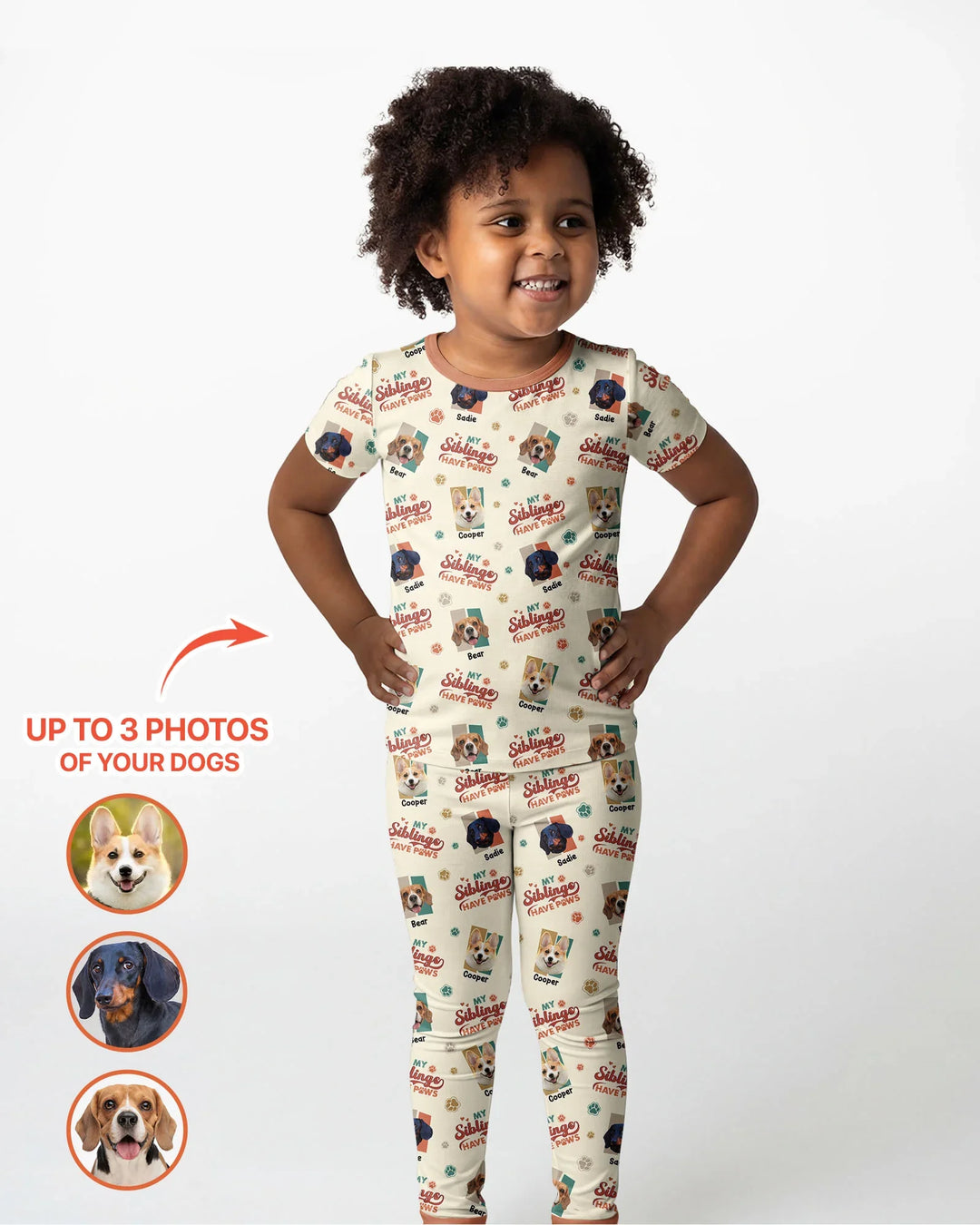 Custom Dog Photos "My Siblings Have Paws" Bamboo Two Piece Short Sleeve Pajama Set