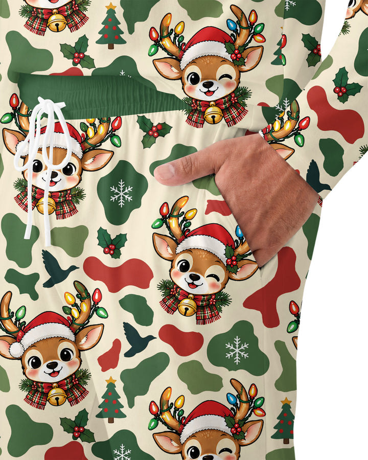 Christmas Deer Hunting Camo Bamboo Men's Pajama Set