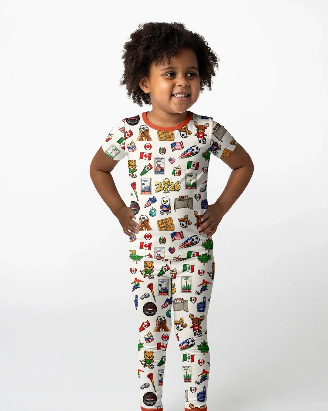 Soccer Cup 2026 Family Matching Bamboo Two Piece Short Sleeve Pajama Set