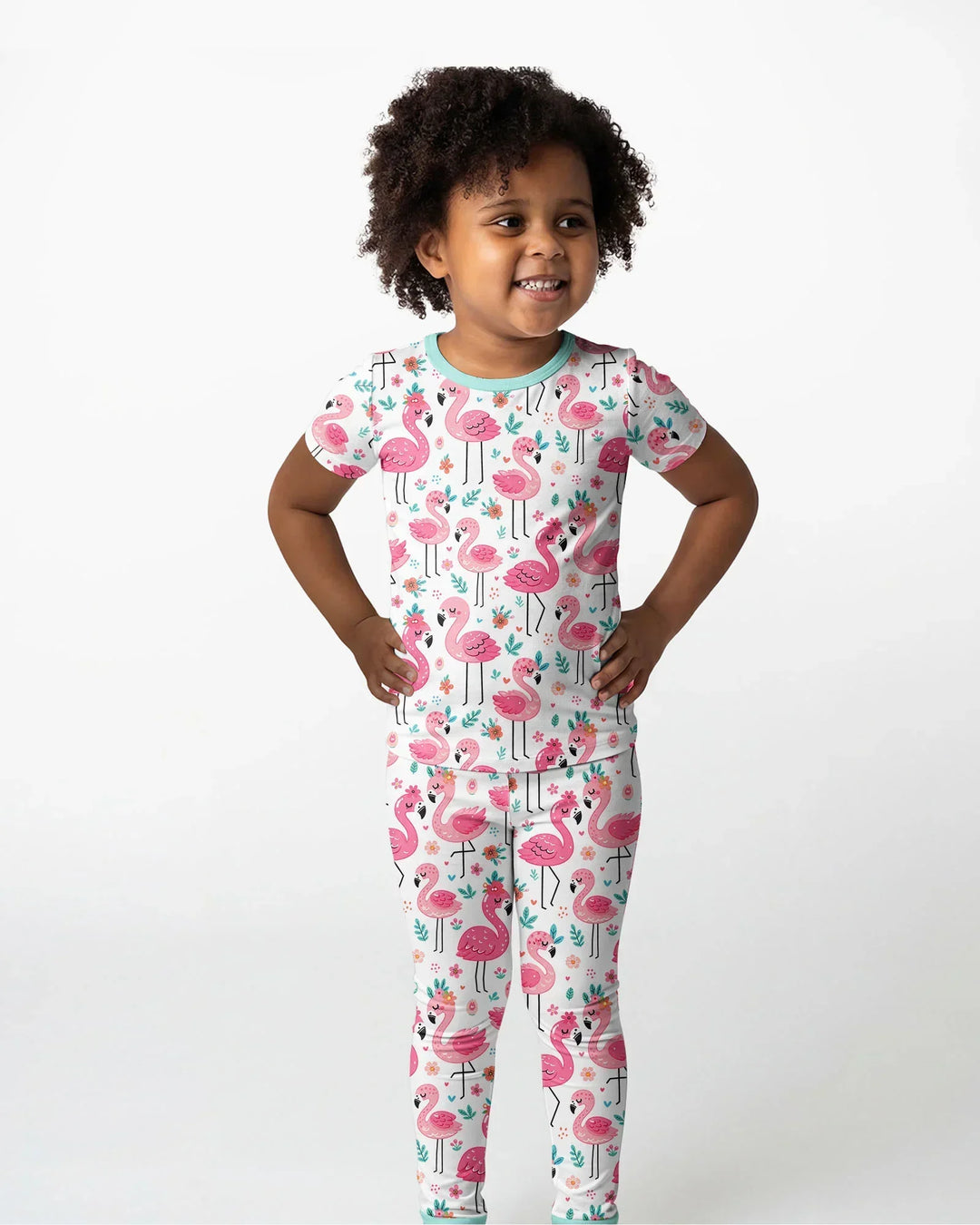 Hello Flamingo Bamboo Two Piece Short Sleeve Pajama Set