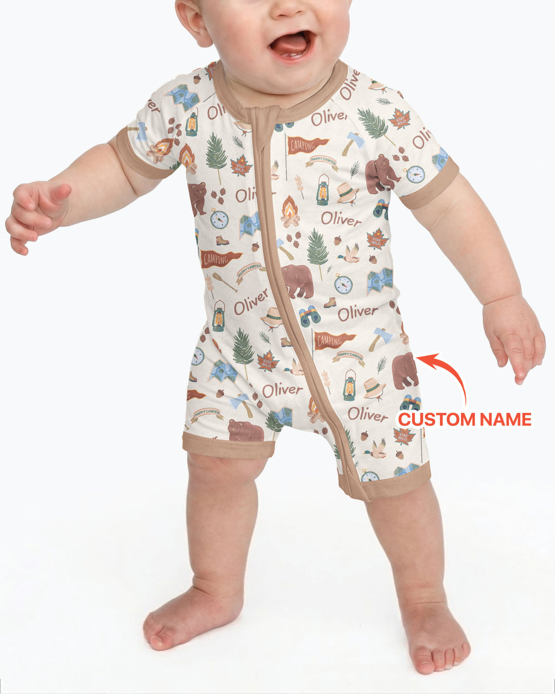 Plantilla PERSONALIZADA de Bambú Pijama Corto con Cremallera