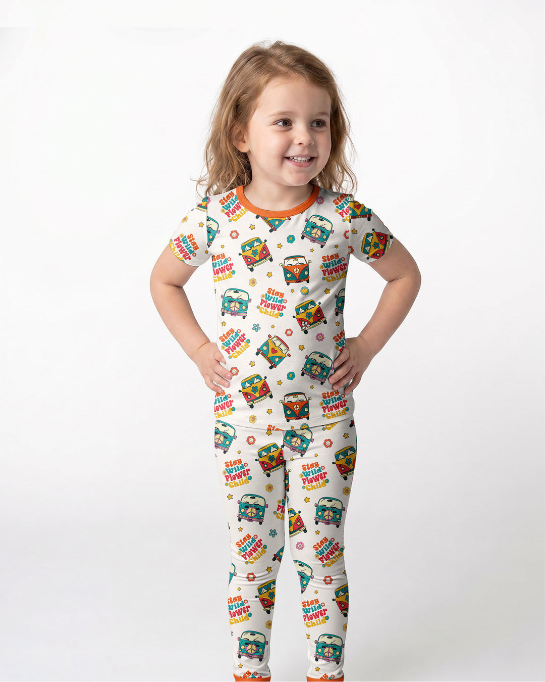 Stay Wild Flower Child Bamboo Two Piece Short Sleeve Pajama Set