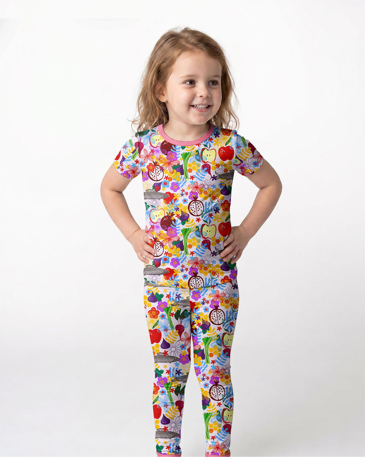 Happy Rosh Hashanah Bamboo Two Piece Short Sleeve Pajama Set