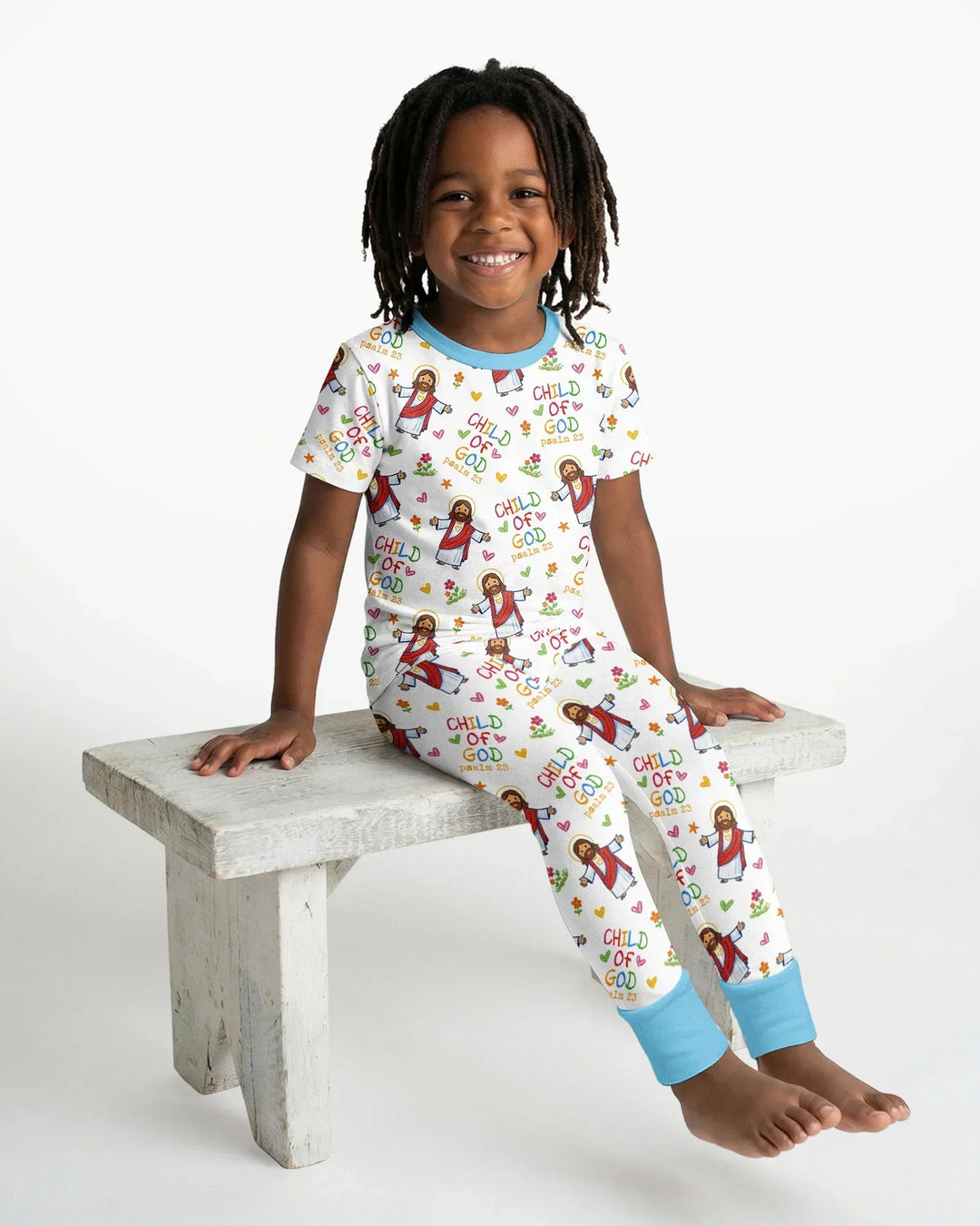 Jesus Loves Me Bamboo Two Piece Short Sleeve Pajama Set