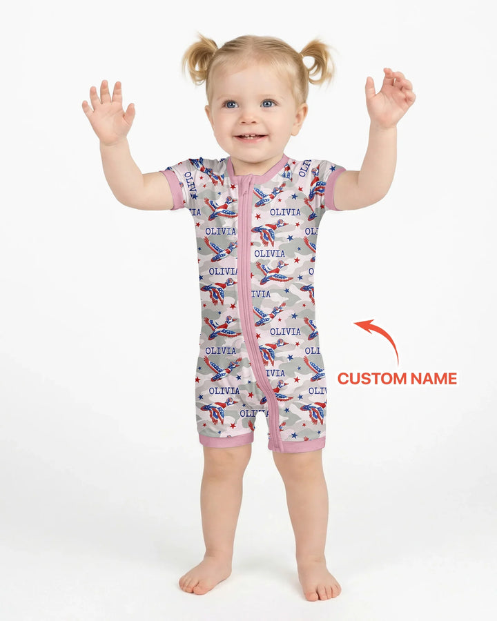 Plantilla PERSONALIZADA de Bambú Pijama Corto con Cremallera