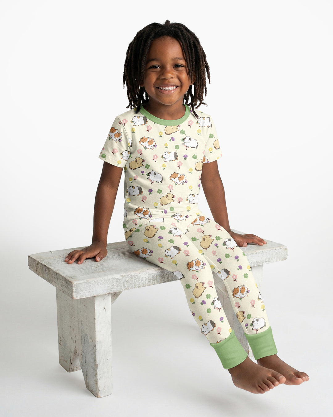 Guinea Pig Garden Bamboo Two Piece Short Sleeve Pajama Set