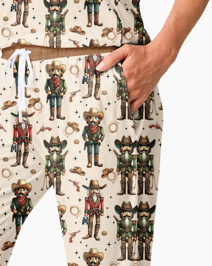 Western Christmas Cowboy Nutcracker Bamboo Women Pajama Set