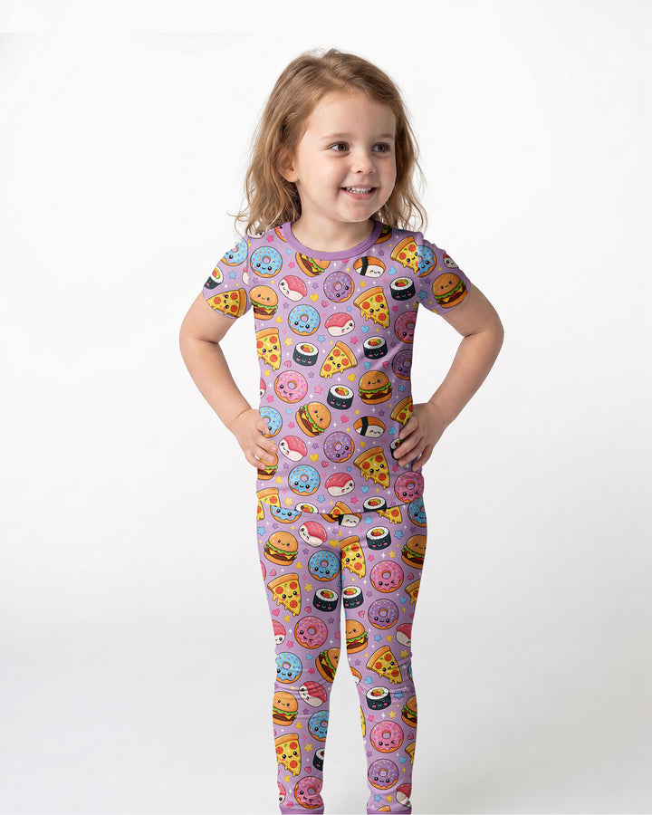 Conjunto de pijama de dos piezas de manga corta de bambú