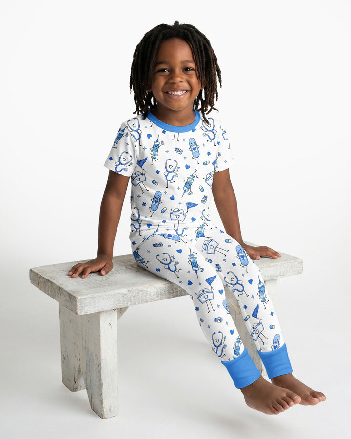 Cute Nurse Crew Bamboo Two Piece Short Sleeve Pajama Set