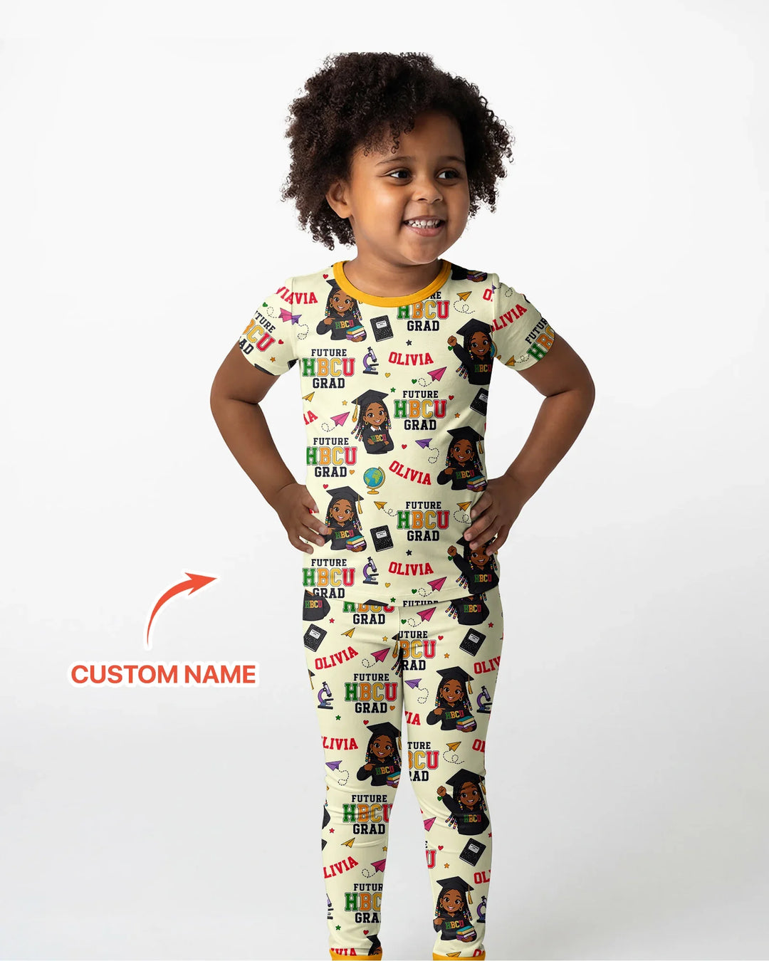 Custom Name Future HBCU Grad Bamboo Two Piece Short Sleeve Pajama Set