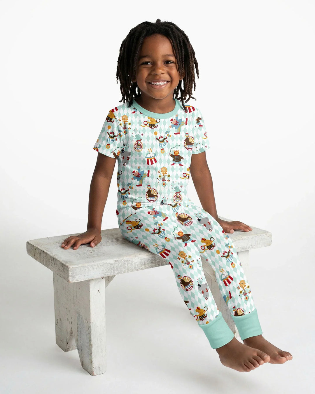 Circus Animal Bamboo Two Piece Short Sleeve Pajama Set