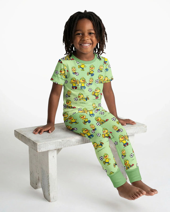 Brasil Soccer Fan Family Matching Bamboo Two Piece Short Sleeve Pajama Set