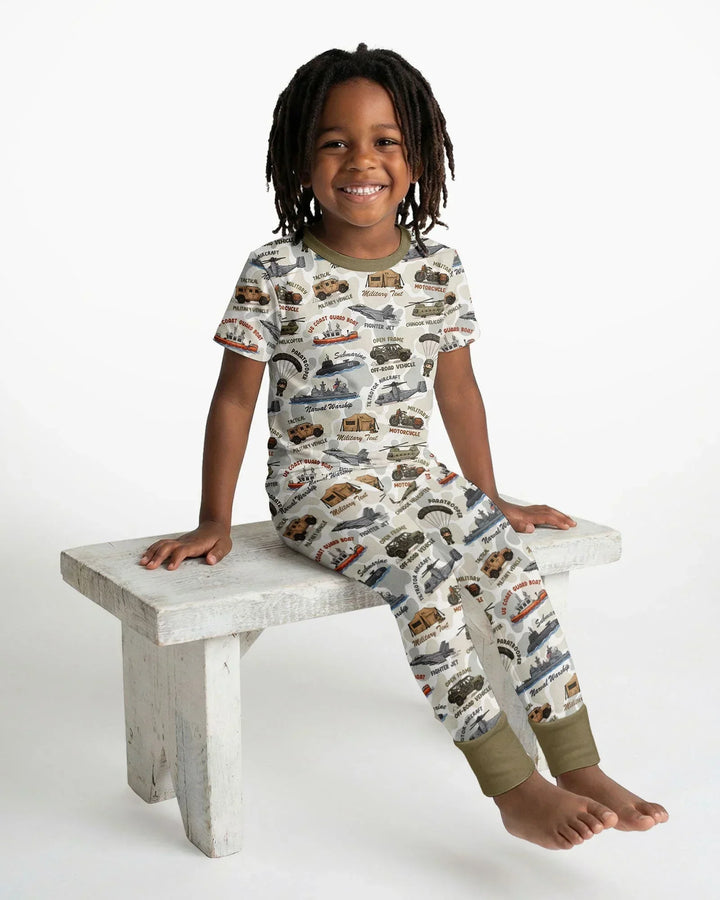 Little Hero Military Family Matching Bamboo Two Piece Short Sleeve Pajama Set