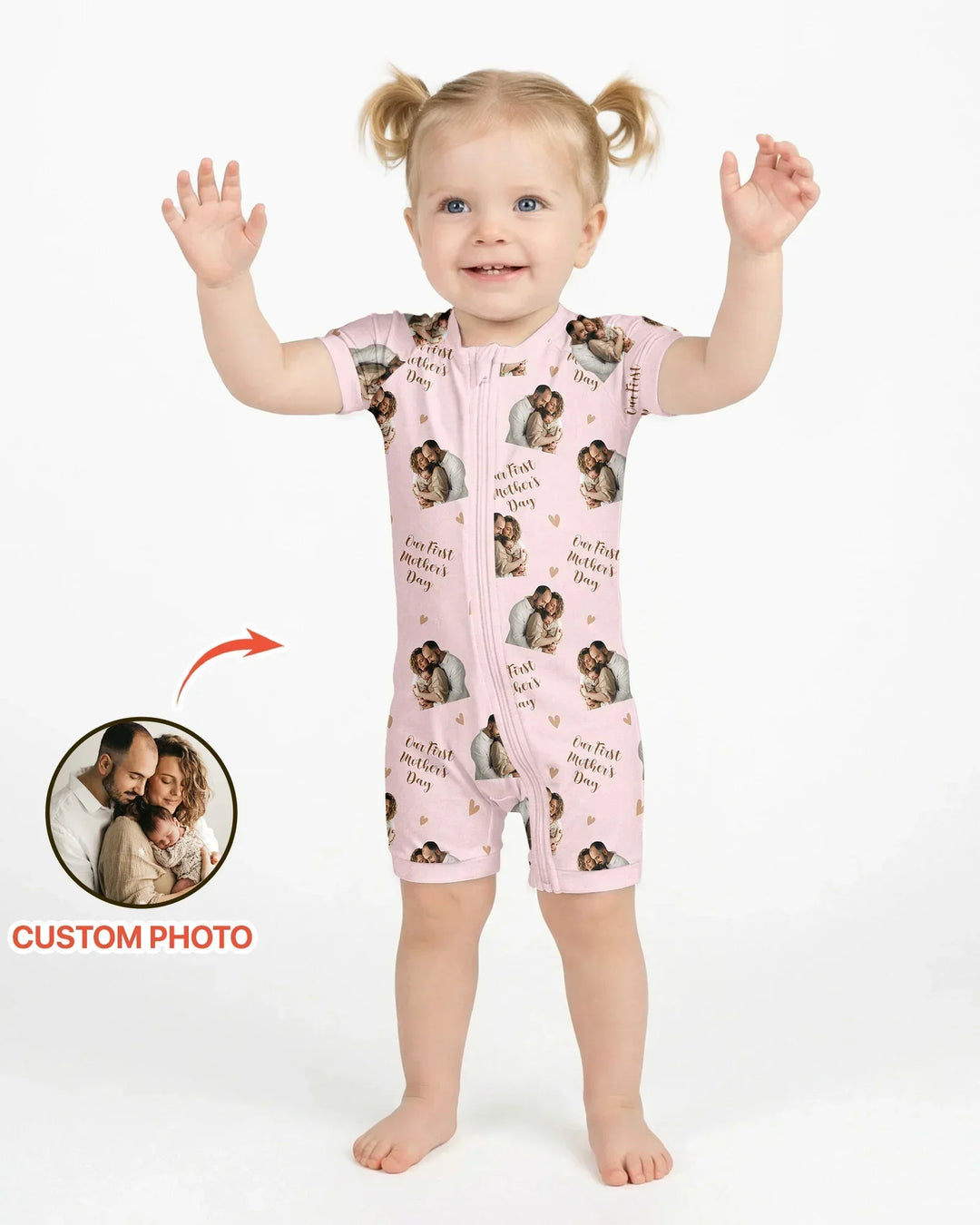 Custom Photo Our First as Parents Bamboo Shorty Zippy