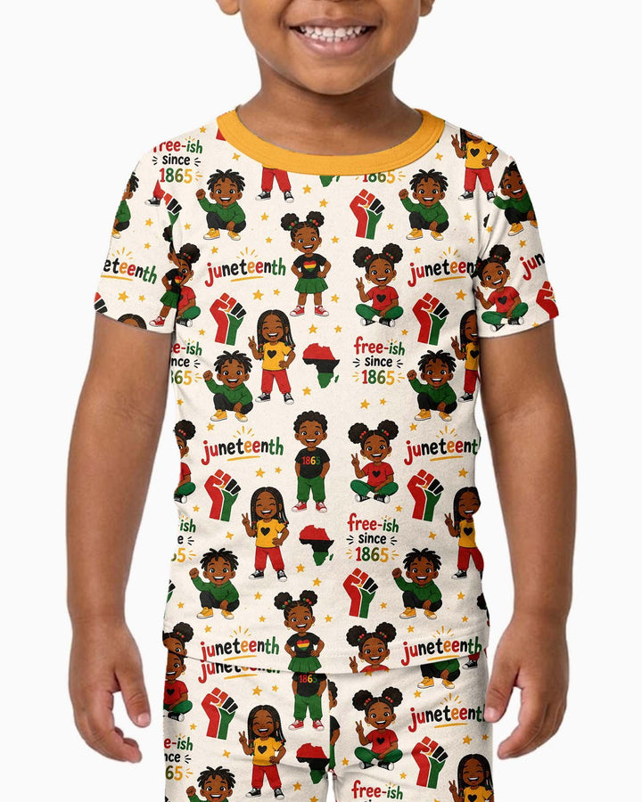 Juneteenth Free-ish Since 1865 Bamboo Two Piece Short Sleeve Pajama Set