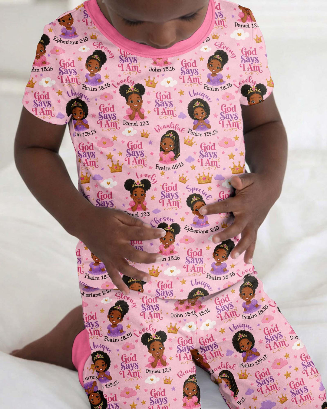 Black Princess God Says I Am Bamboo Two Piece Short Sleeve Pajama Set
