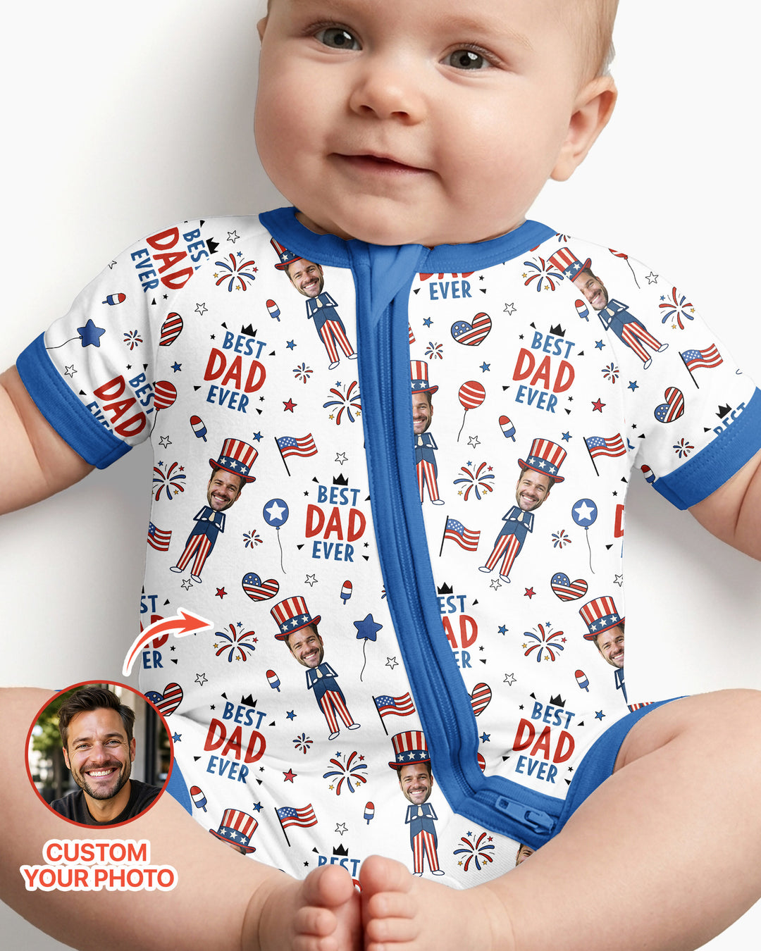 Plantilla PERSONALIZADA de Bambú Pijama Corto con Cremallera