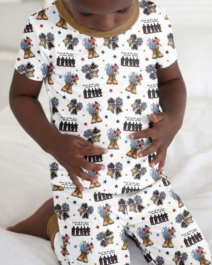 Honor the Brave Family Matching Bamboo Two Piece Short Sleeve Pajama Set