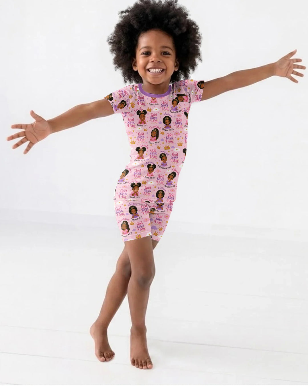 Black Princess God Says I Am Bamboo Two Piece Short Sleeve Shorts Pajama Set