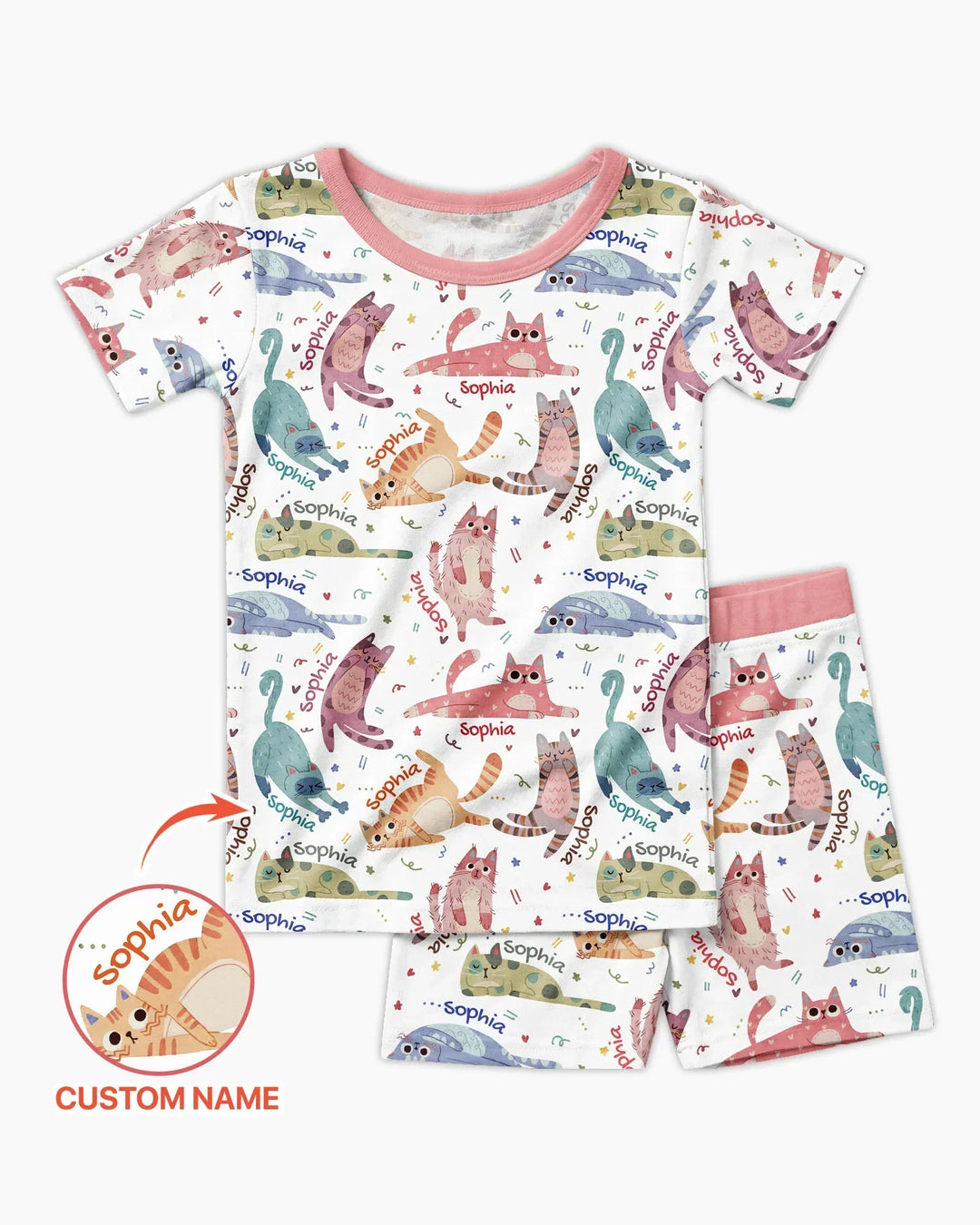Cat Nap Crew Bamboo Two Piece Short Sleeve Shorts Pajama Set