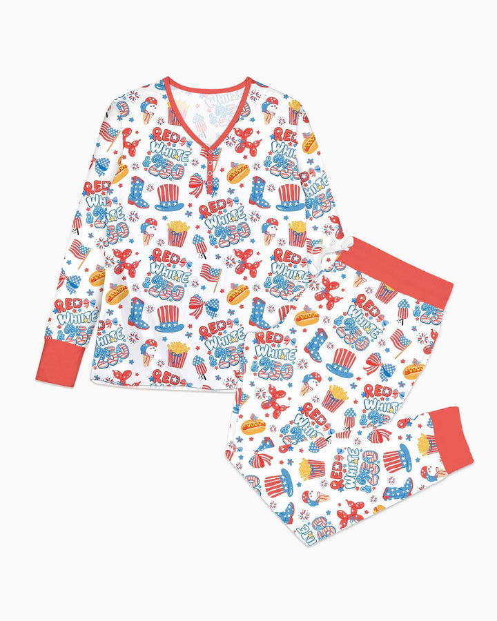 Red White & 250 Bamboo Women Pajama Set
