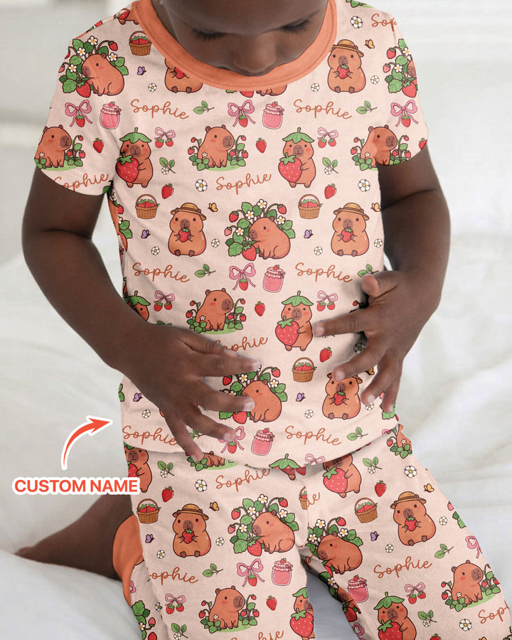 Zweiteiliges, kurzärmliges Pyjama-Set mit Marienkäfern