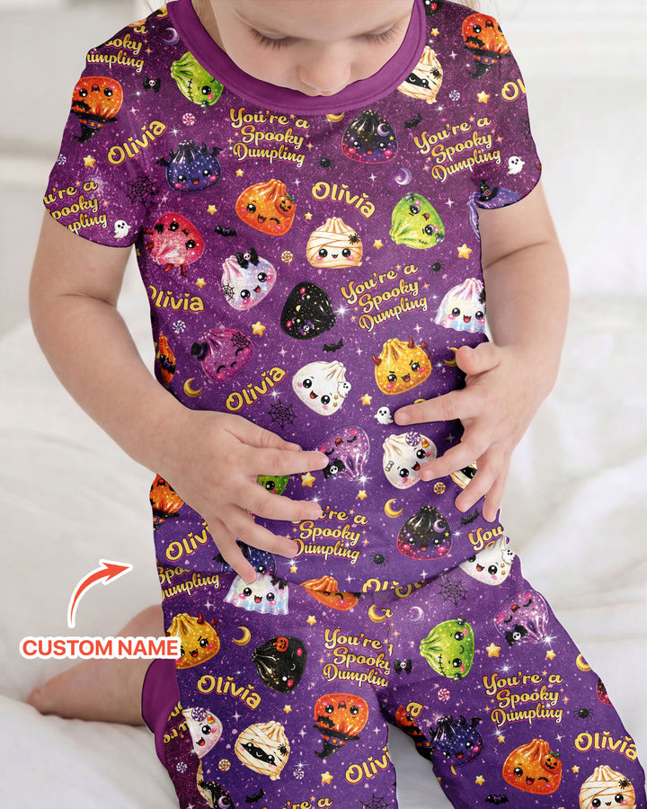 Custom Name You're A Spooky Dumpling Bamboo Two Piece Short Sleeve Pajama Set
