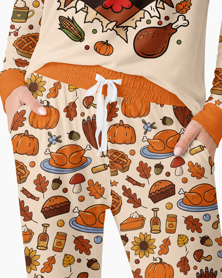 Funny Turkey on Thanksgiving Bamboo Women Pajama Set