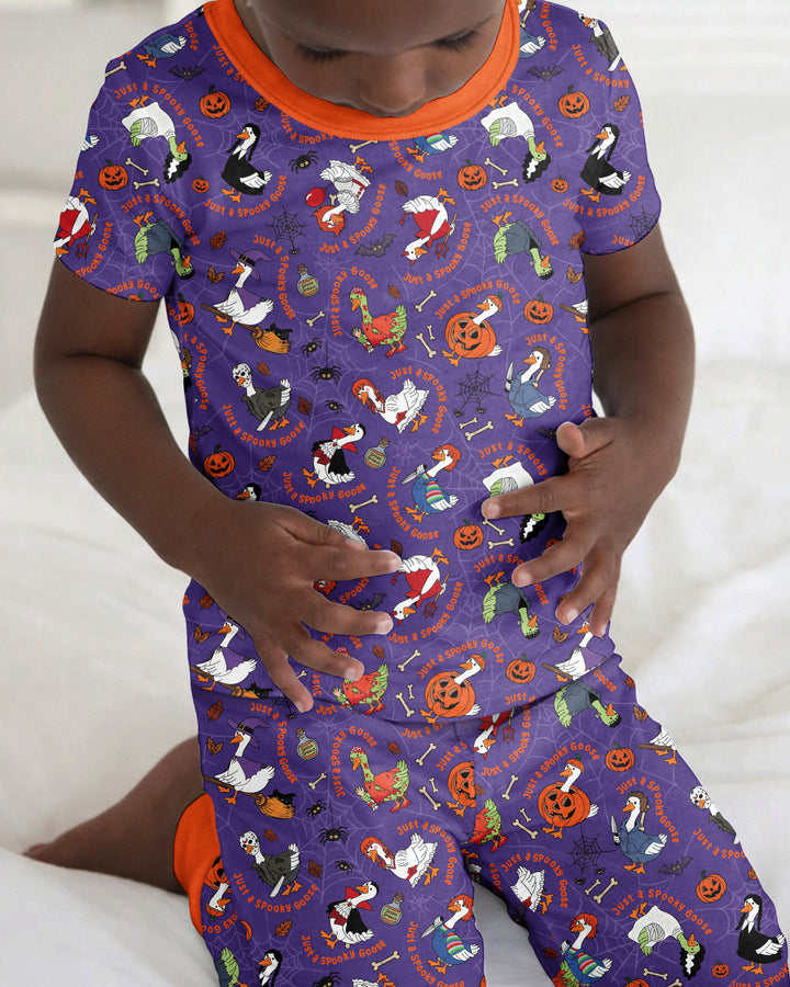 Just A Spooky Goose Family Matching Bamboo Two Piece Short Sleeve Pajama Set