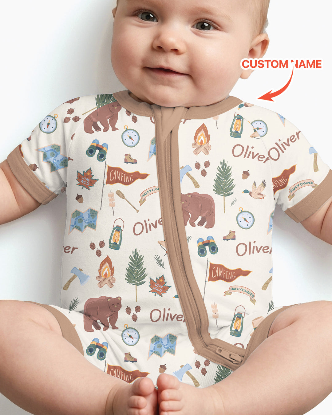 Plantilla PERSONALIZADA de Bambú Pijama Corto con Cremallera