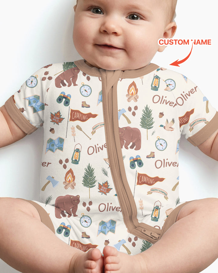 Plantilla PERSONALIZADA de Bambú Pijama Corto con Cremallera