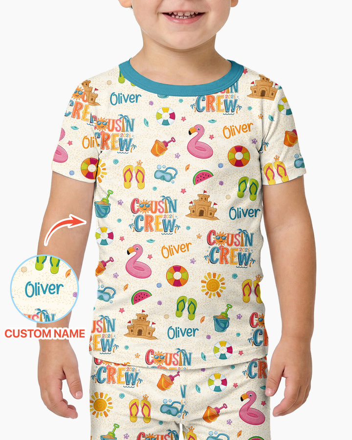 Conjunto de pijama de dos piezas de bambú de manga corta, plantilla personalizada