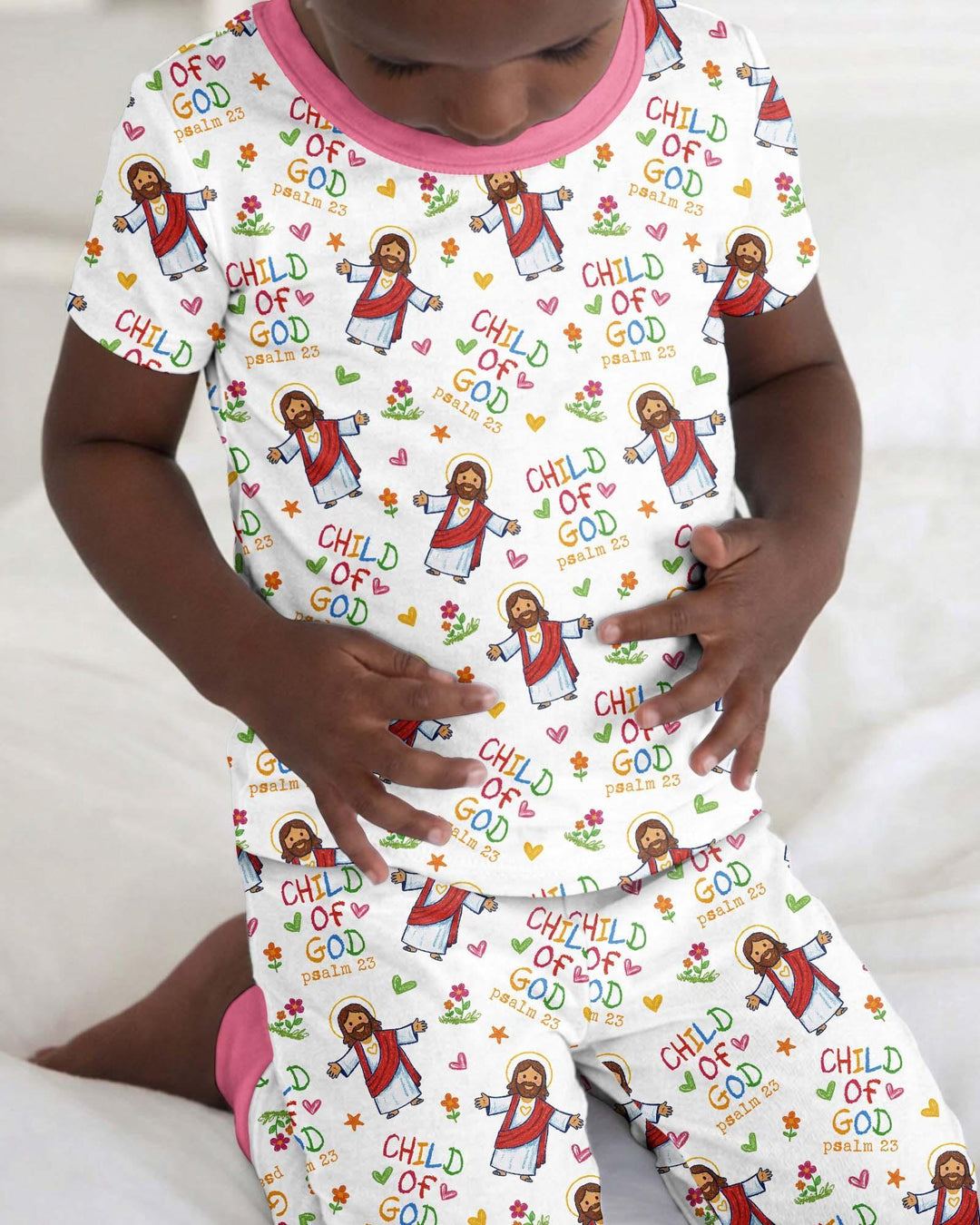 Jesus Loves Me Bamboo Two Piece Short Sleeve Pajama Set