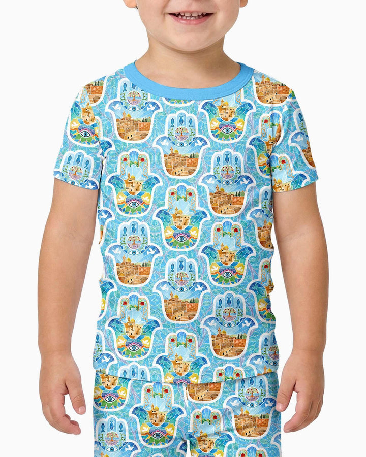 Conjunto de pijama de dos piezas de manga corta de bambú