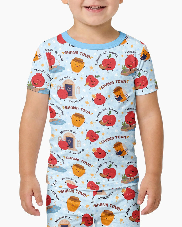 Sweet Sacred Moments Family Matching Bamboo Two Piece Short Sleeve Shorts Pajama Set
