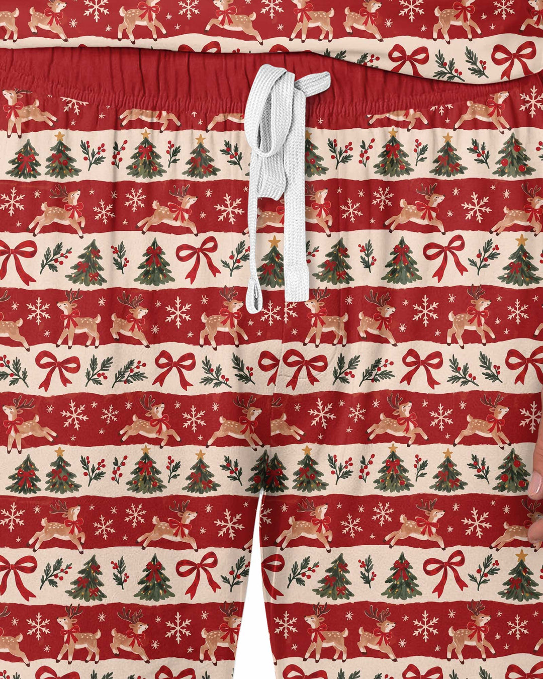 Vintage Reindeer Christmas Stripes Bamboo Men's Pajama Set