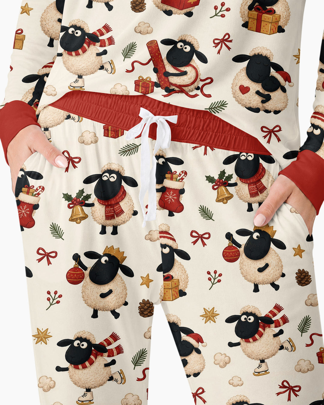 Festive Holiday Sheep Bamboo Women Pajama Set