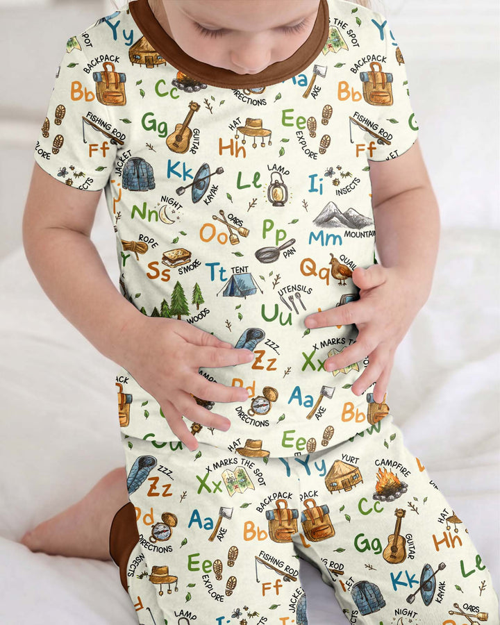 Conjunto de pijama de dos piezas de manga corta de bambú