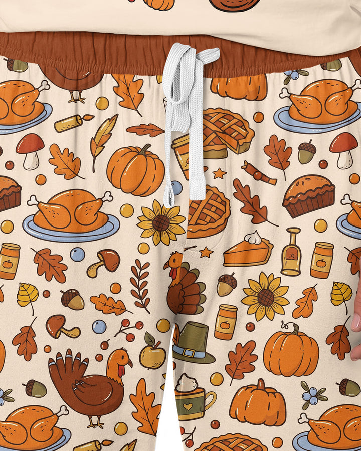 Funny Turkey on Thanksgiving Bamboo Men's Pajama Set