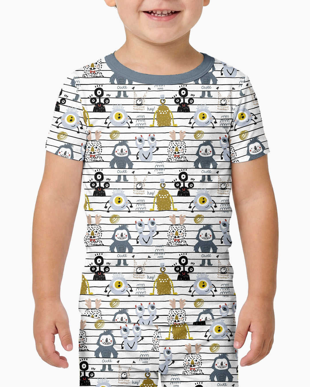 Playful Monster Friends Bamboo Two Piece Short Sleeve Pajama Set
