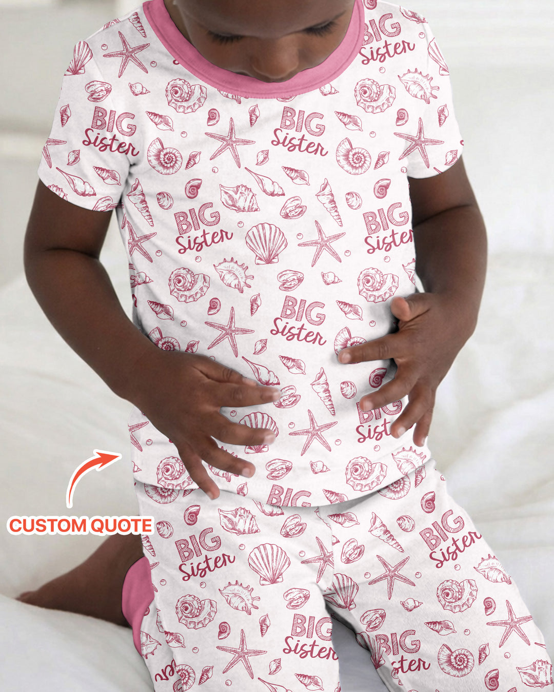 Coquette Seashell Matching Sibling Bamboo Two Piece Short Sleeve Pajama Set
