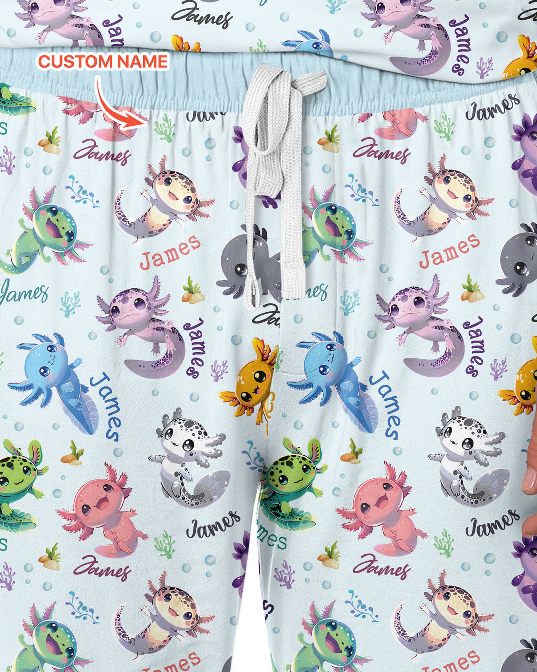 I Love You Axolotl Custom Name Bamboo Men's Pajama Set