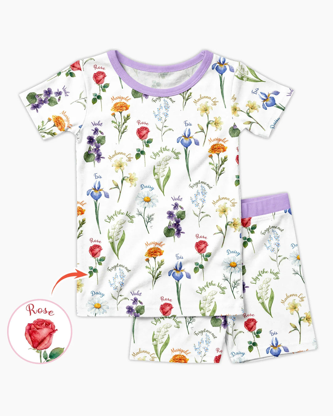 Marian Garden Bamboo Two Piece Short Sleeve Shorts Pajama Set