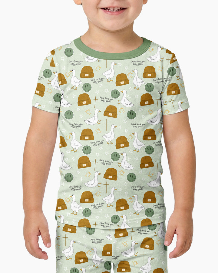 Conjunto de pijama de dos piezas de manga corta de bambú