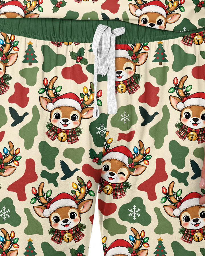 Christmas Deer Hunting Camo Bamboo Men's Pajama Set
