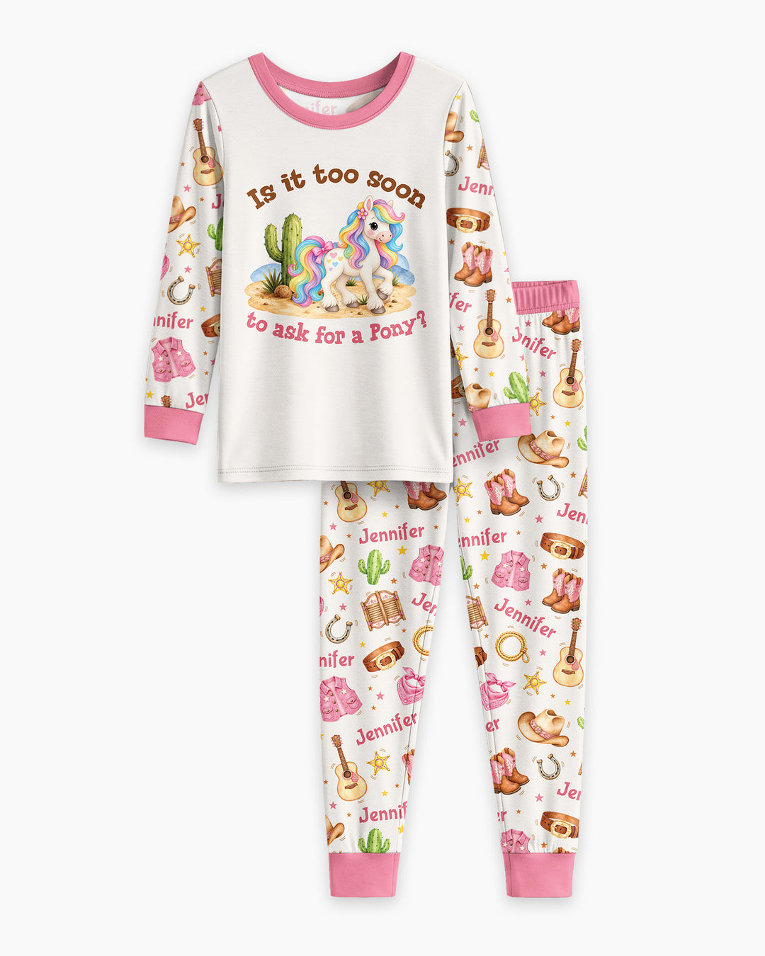 Is It Too Soon To Ask For A Pony Custom Name Bamboo Two Piece Long Sleeve Pajama Set