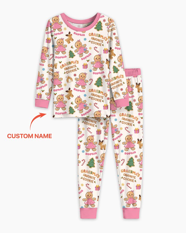 Personalized Grandma's Favorite Cookie Bamboo Two Piece Long Sleeve Pajama Set