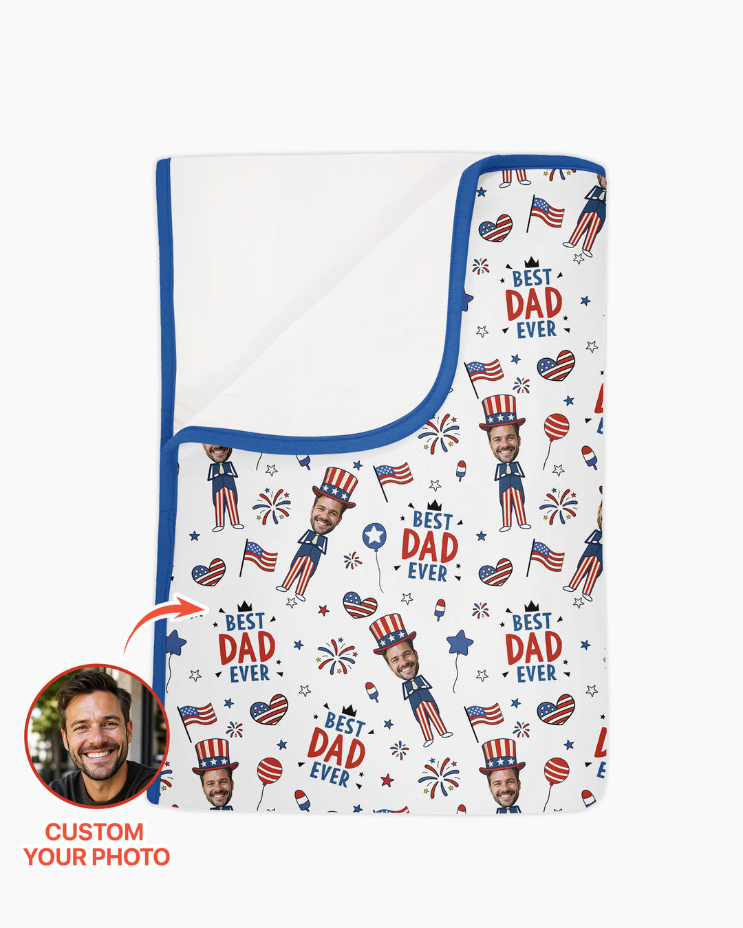 Custom Photo Best Patriotic Family Ever Bamboo Blanket